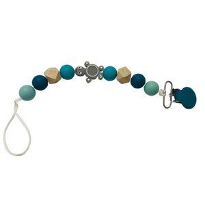 Turtle Pacifier Clip PBA Free Silicone Beads Gray Turtle Pacifier Clip Handmade
